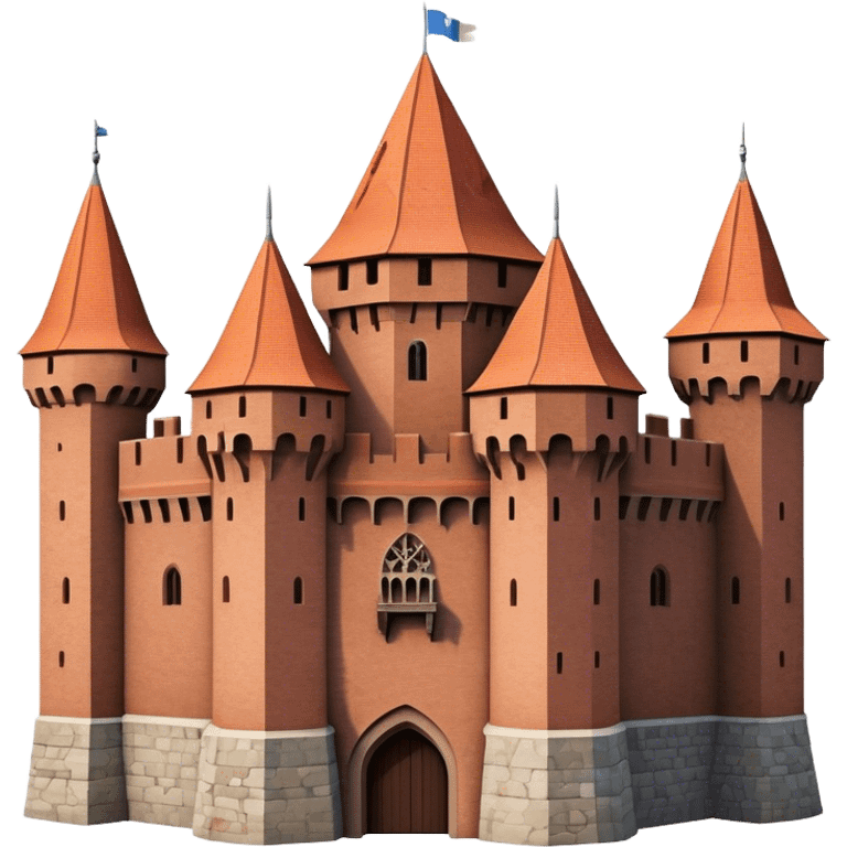 Cinematic Realistic Malbork Castle Landmark Emoji, depicted as an imposing medieval fortress rendered with rich detail and dramatic, historic lighting. emoji