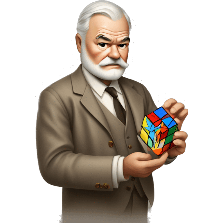 Ernest Hemingway holding a Rubik's cube in his hands emoji