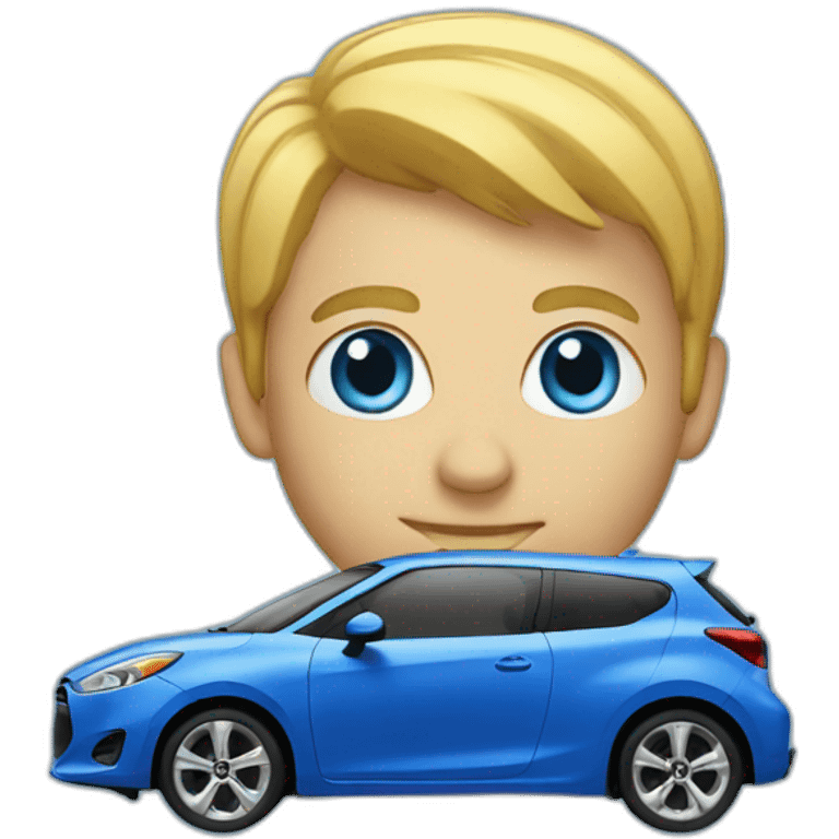 blue hatchback with eyes emoji