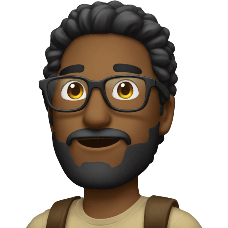 Hombre pelo negro y gafas muy serio  emoji