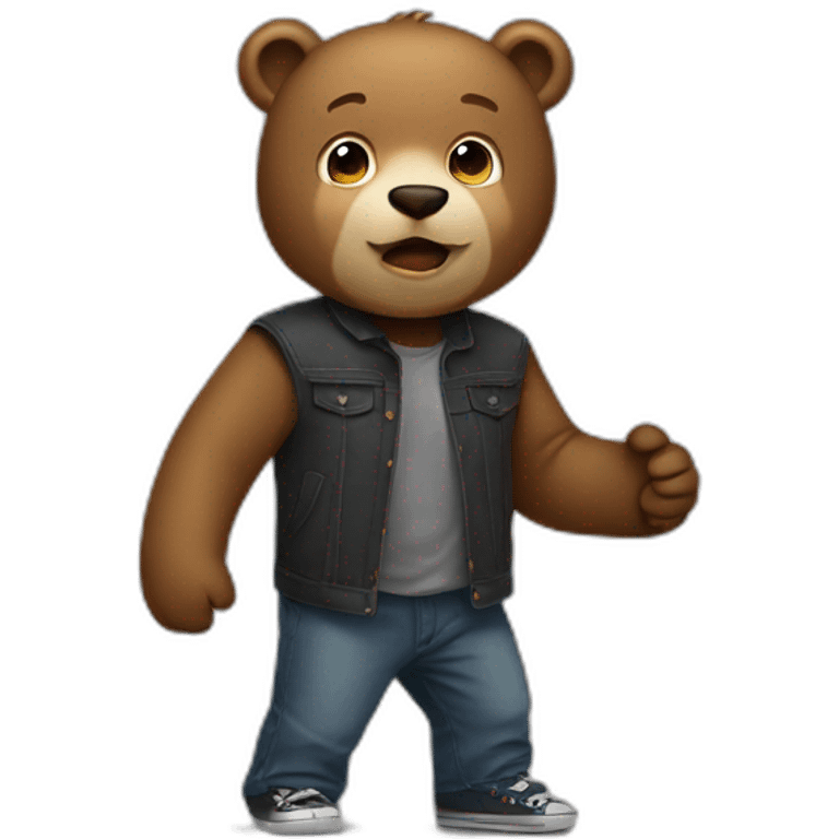 cute bear beating elon musk emoji