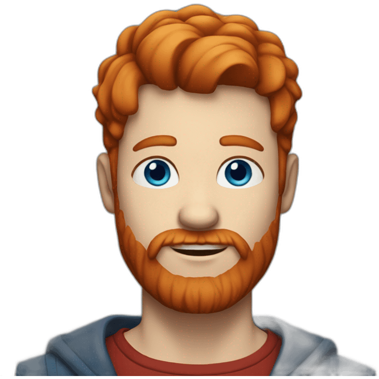 White man with  red hair and red beard with blue eyes emoji