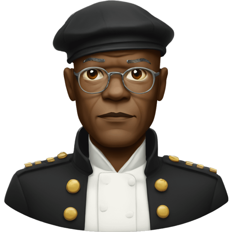 bald samuel l jackson serious wearing beret emoji