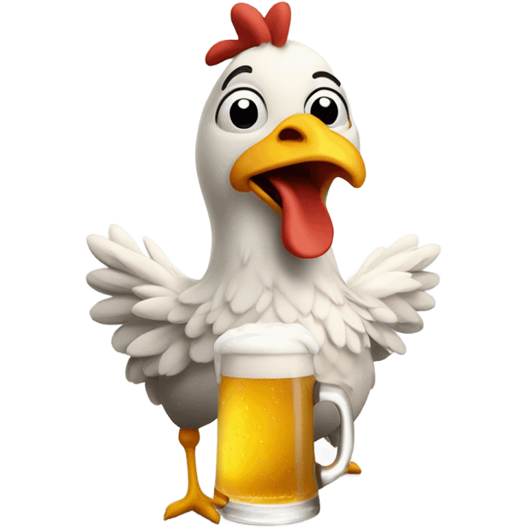 chicken holding a beer emoji