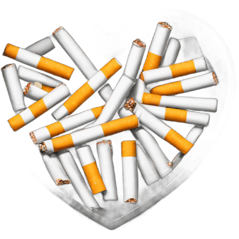 Heart shaped ash tray with cigarettes emoji