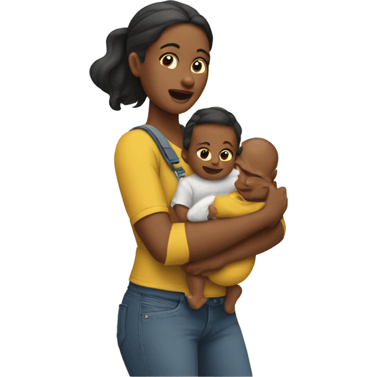 woman carrying baby on her back emoji