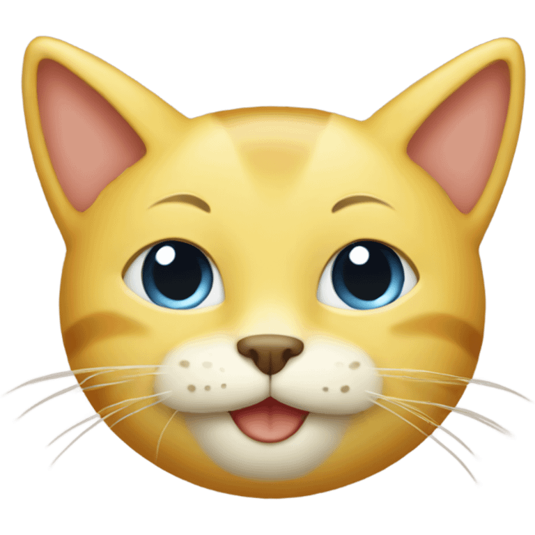 Cozy yellow cat with smiling face emoji