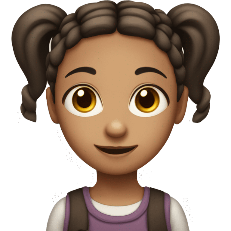 Brown-eyed little child with two dark pigtails emoji