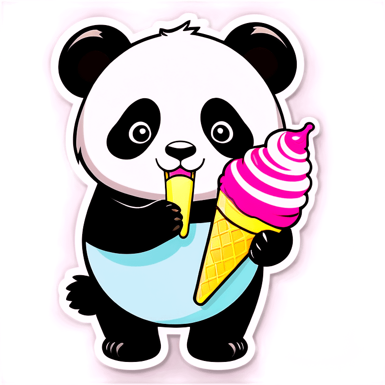 Panda eating ice cream emoji