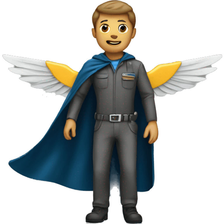 Engineer wearing a cape and flying  emoji