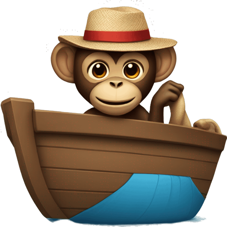 Monkey on a boat with a hat emoji