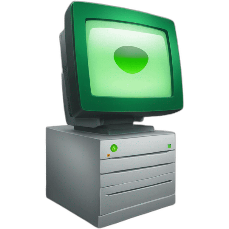 monitor with green text emoji