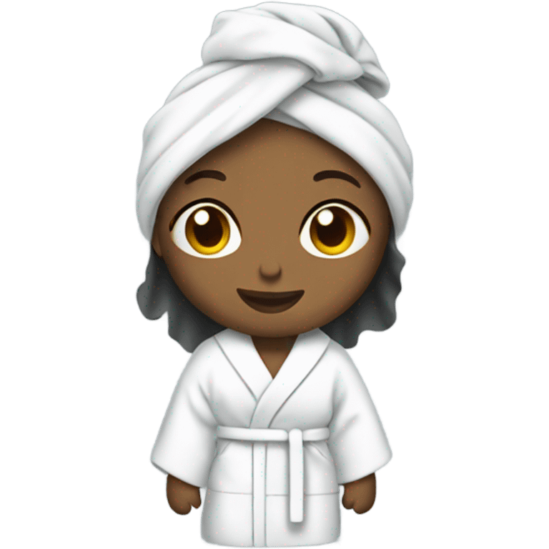 light completed girl in bath robe with hair towel emoji