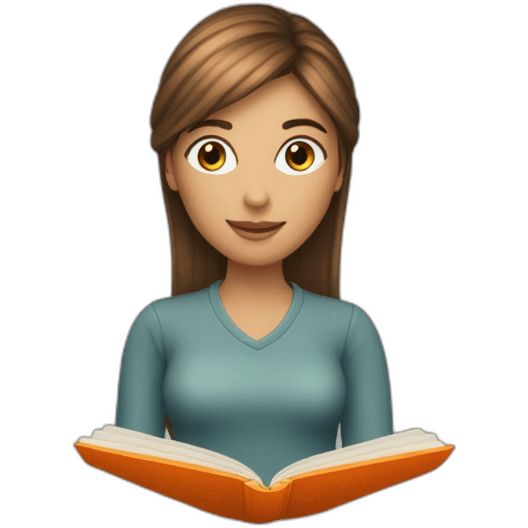 highlights-hair-girl-reading-a-orange-book-without-glasses emoji