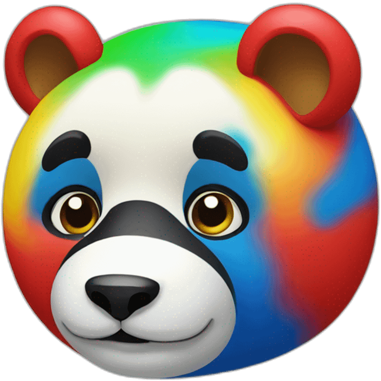 panda in red yellow green and blue emoji