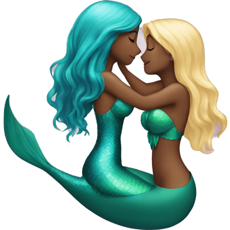 Mermaid kissing another mermaid emoji