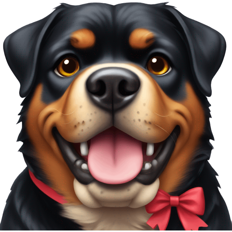 Rottweiler wearing a bow emoji