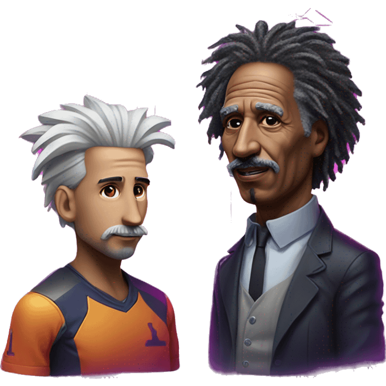 Cyberpunk Messi meets Synthwave Einstein  emoji