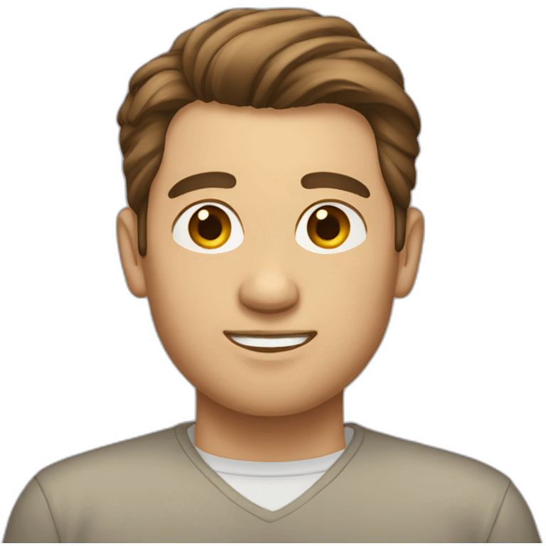 Man with brown hair tied back to his neck emoji