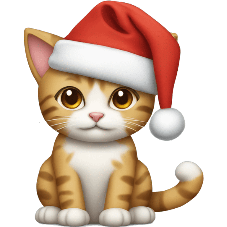 cute cat with christmas hat emoji