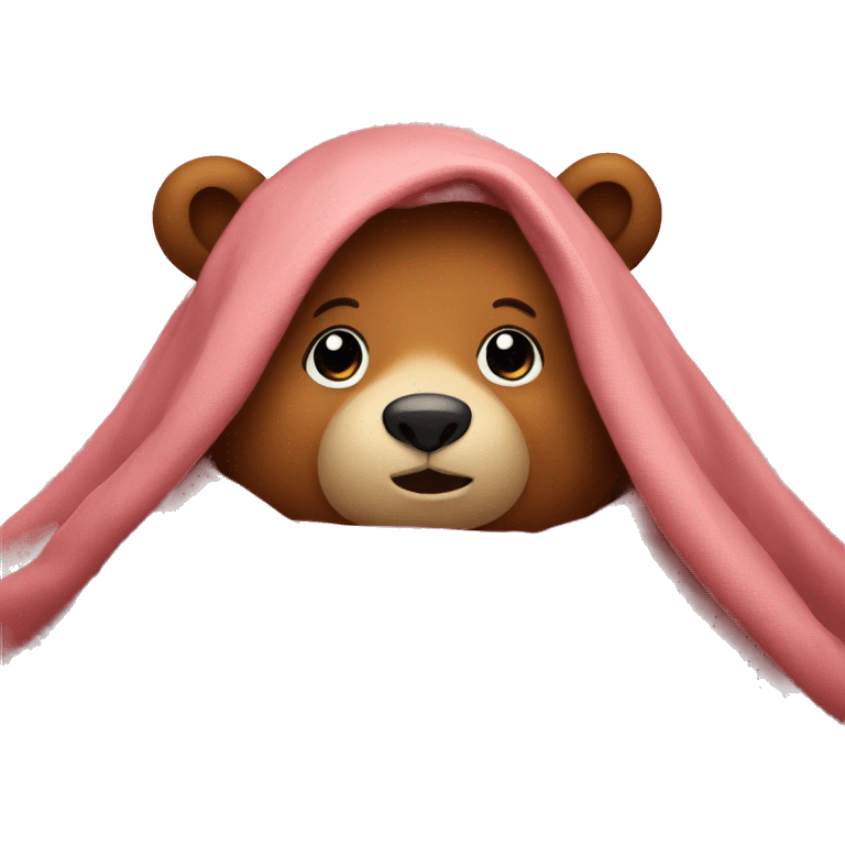 Cute bear under the blanket emoji