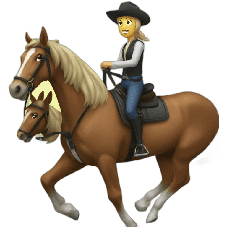 A horse ride another horse emoji