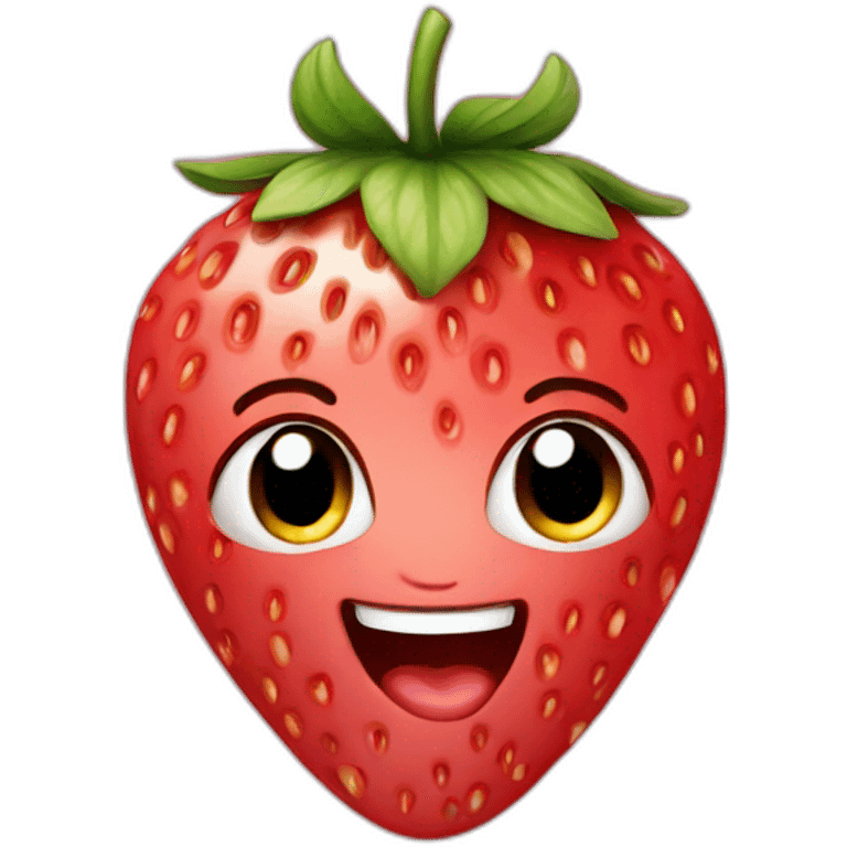 strawberry with blushing face emoji