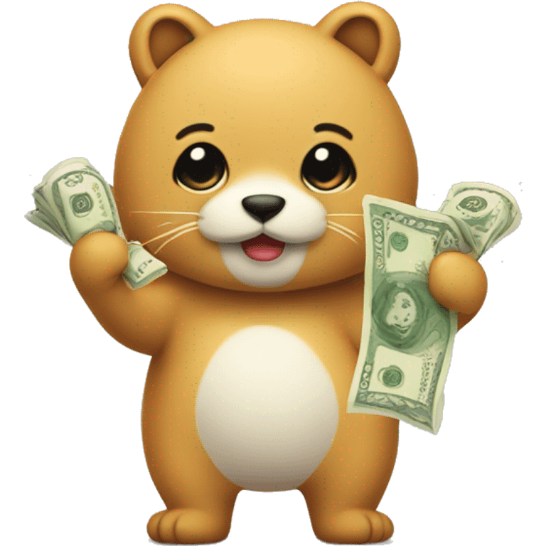 cute animal holding currency ₩ sign emoji