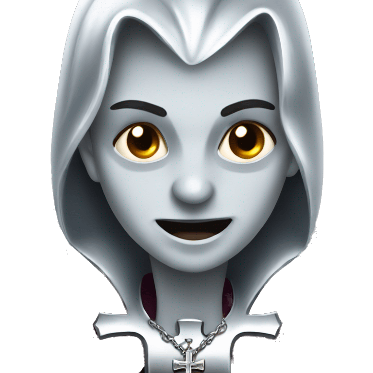 Chrome silver cross detailed vampire  emoji