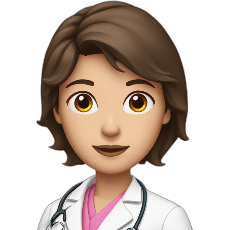 brunette doctor in pink coat emoji