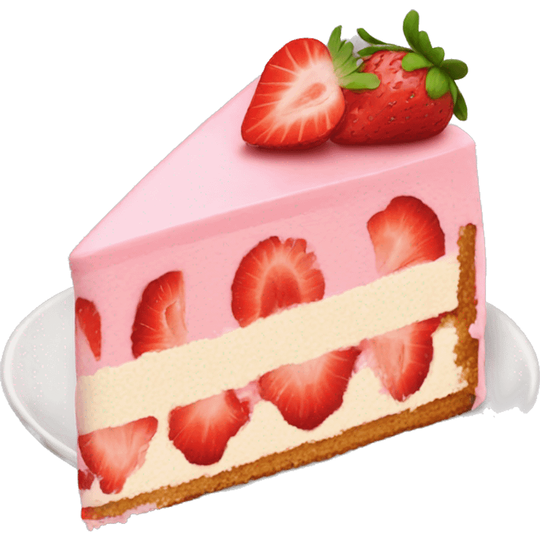 slice of strawberry cake with no dish emoji