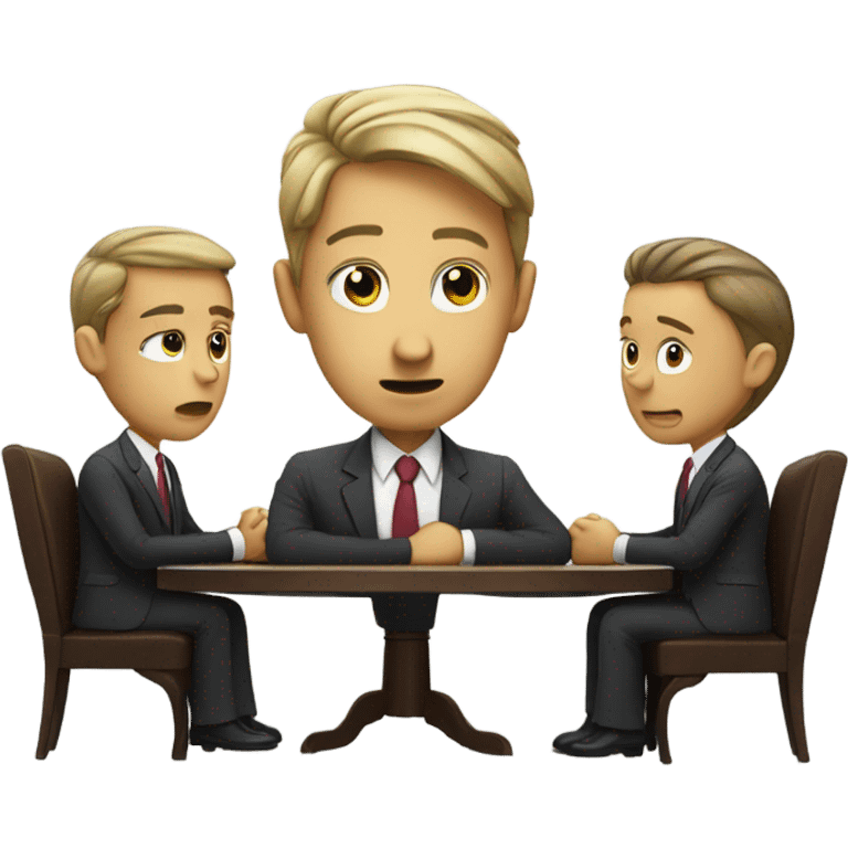 business people sitting around a table looking unhappy emoji