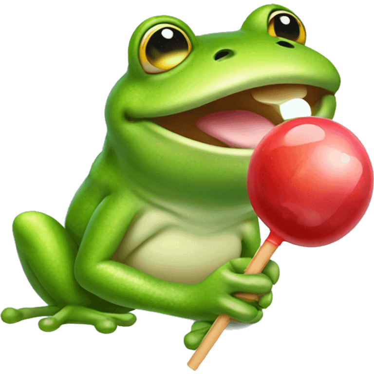 frog licking lollipop emoji