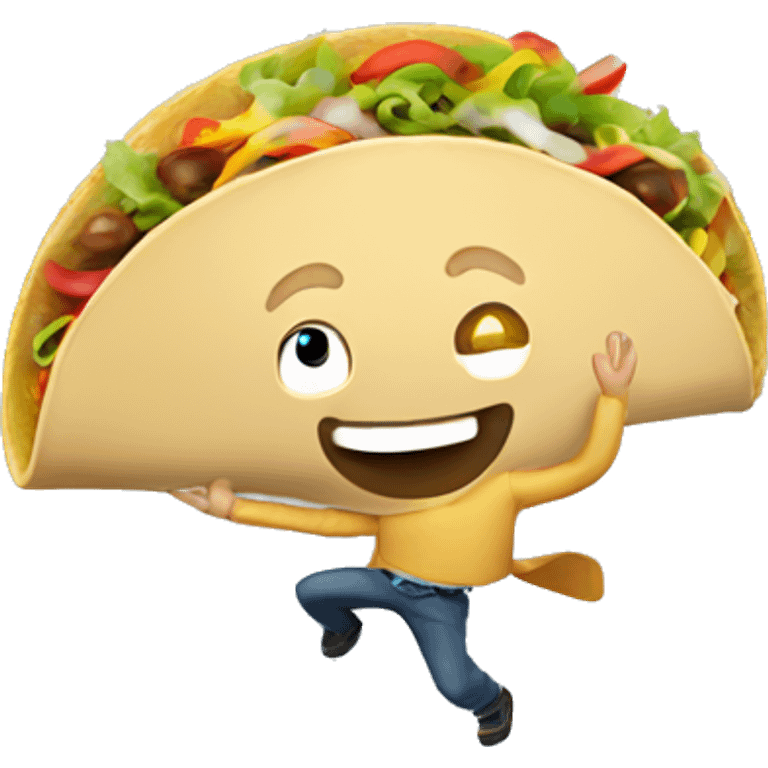 White guy catching a taco in the air emoji