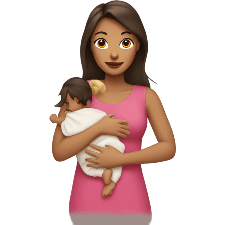 Brunette mom and baby girl emoji