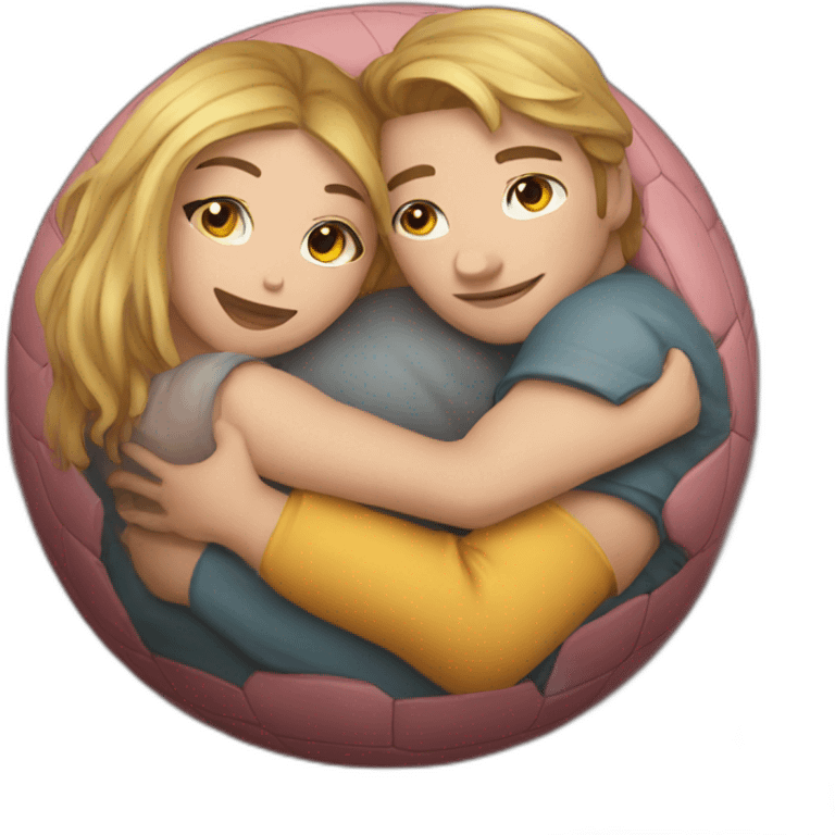 lovers cuddle in ball emoji