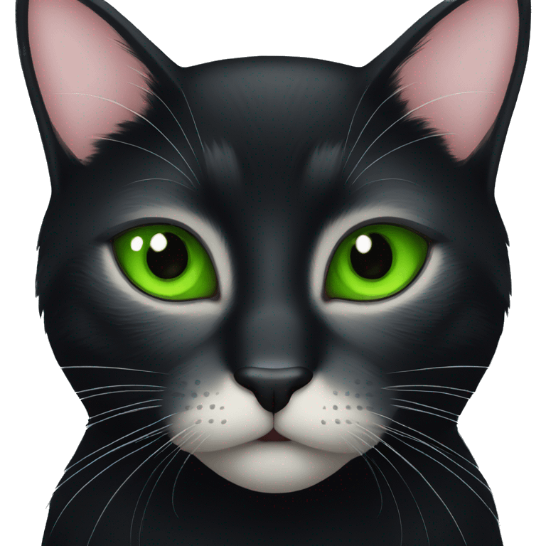 mysterious black cat with green eyes emoji