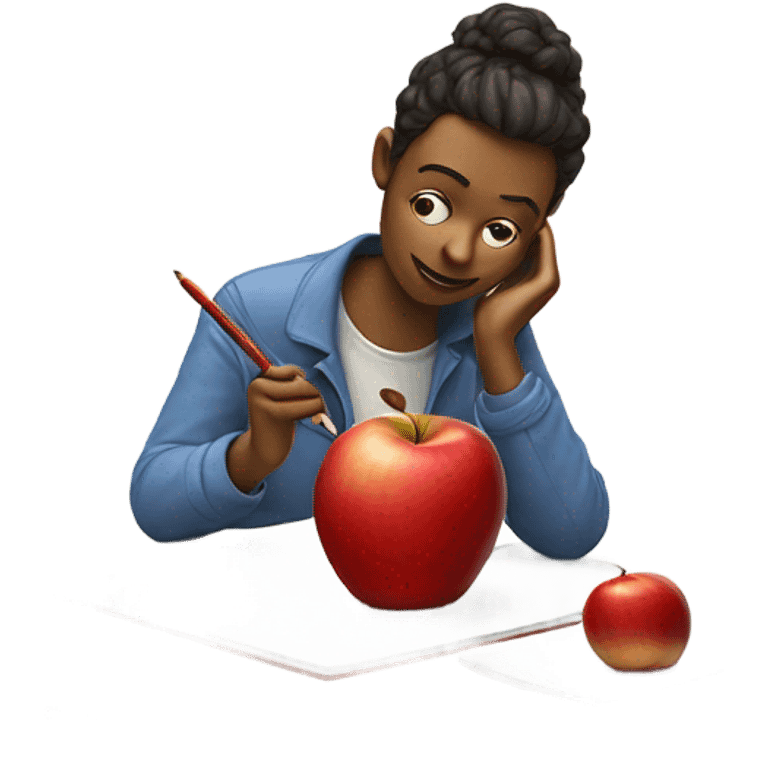 Artist drawing an apple emoji