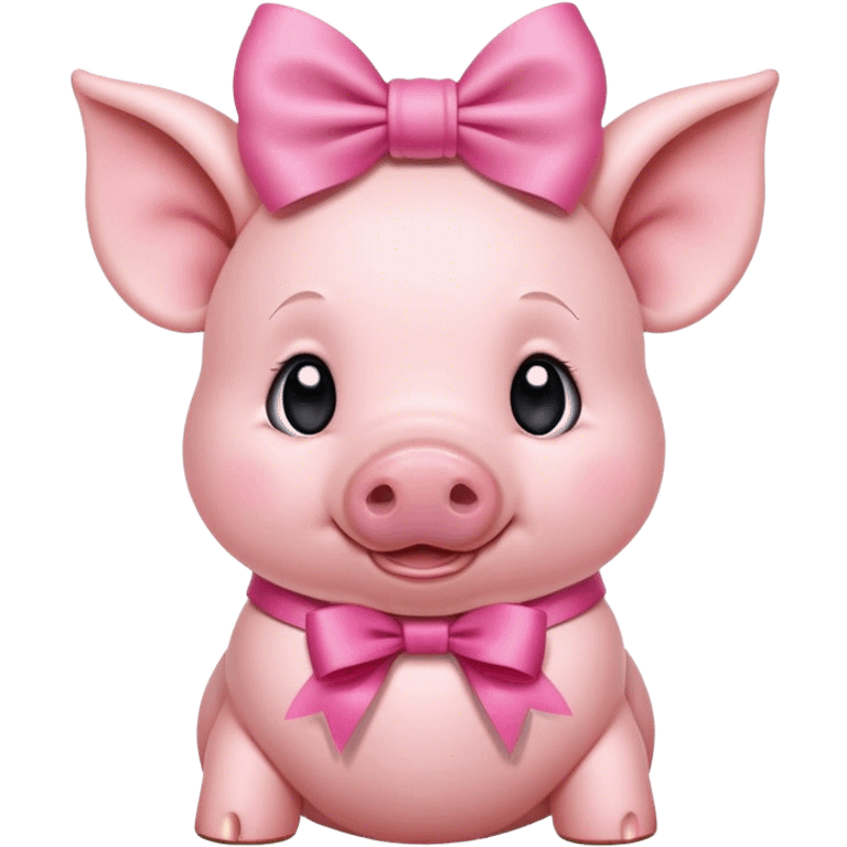 Cute Piglet with big bow around neck emoji