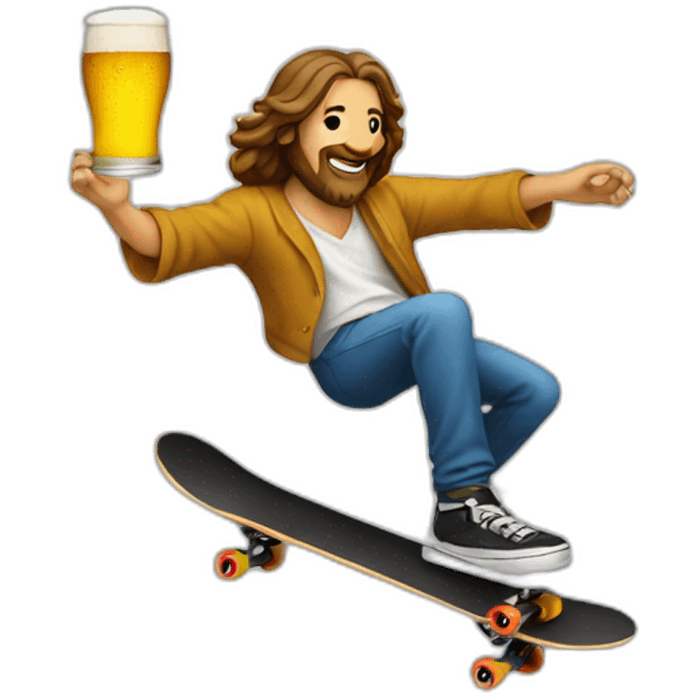 skateboarding jesus beer emoji