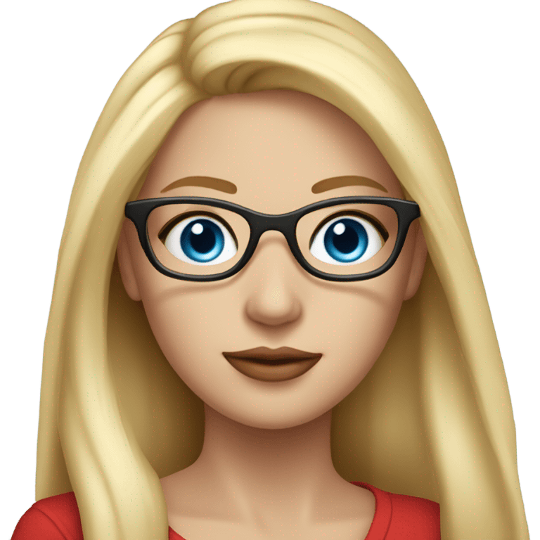 A beautiful young woman with long blonde hair, blue eyes, and glasses, holding a red rose. Semi-realistic style, soft lighting, and a warm, dreamy atmosphere. emoji