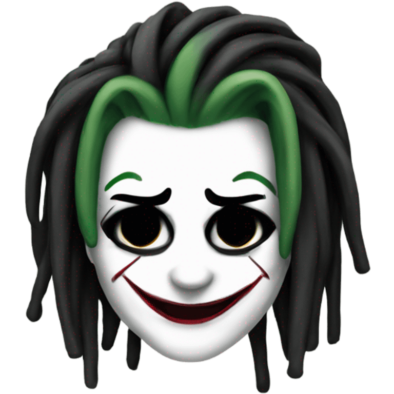 Joker dc female, white face, black dreadlocks emoji