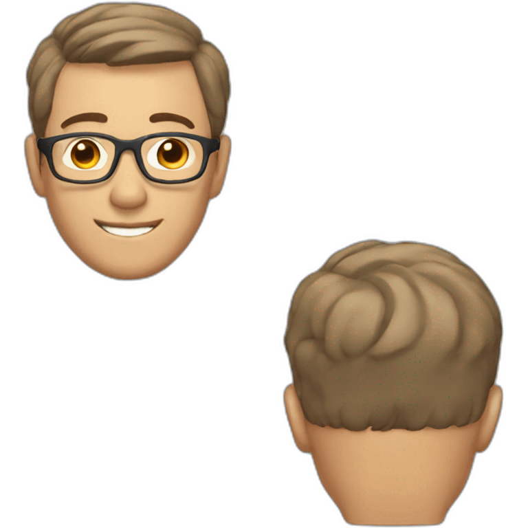 mature man with short brown hair styled without parting and glasses emoji