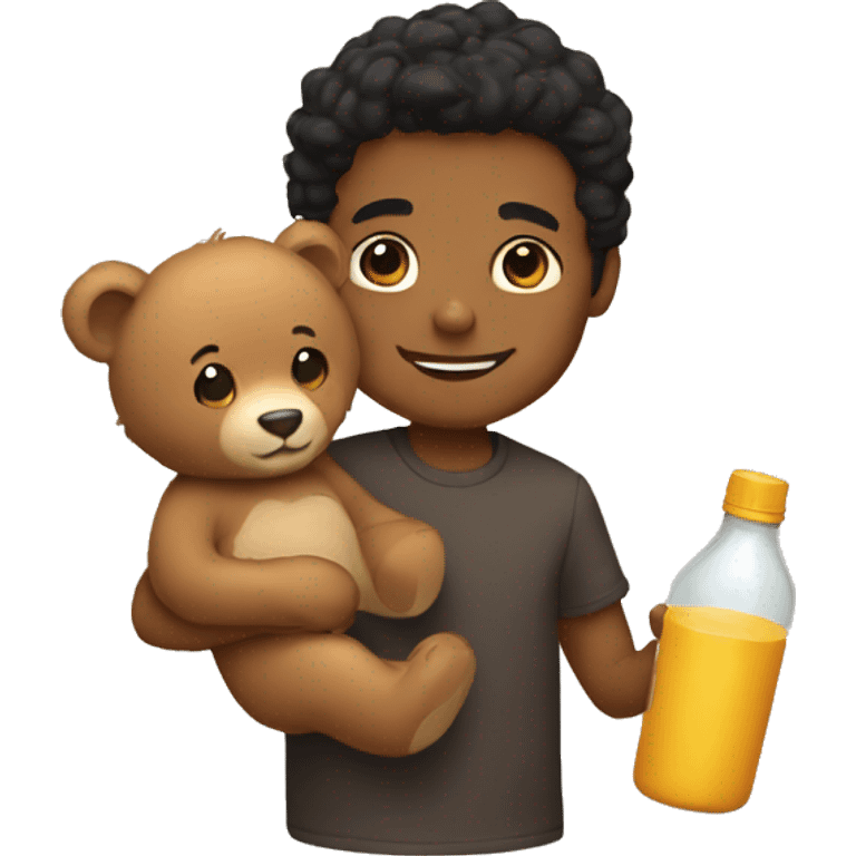 jj with a bear cub and a bottle  emoji