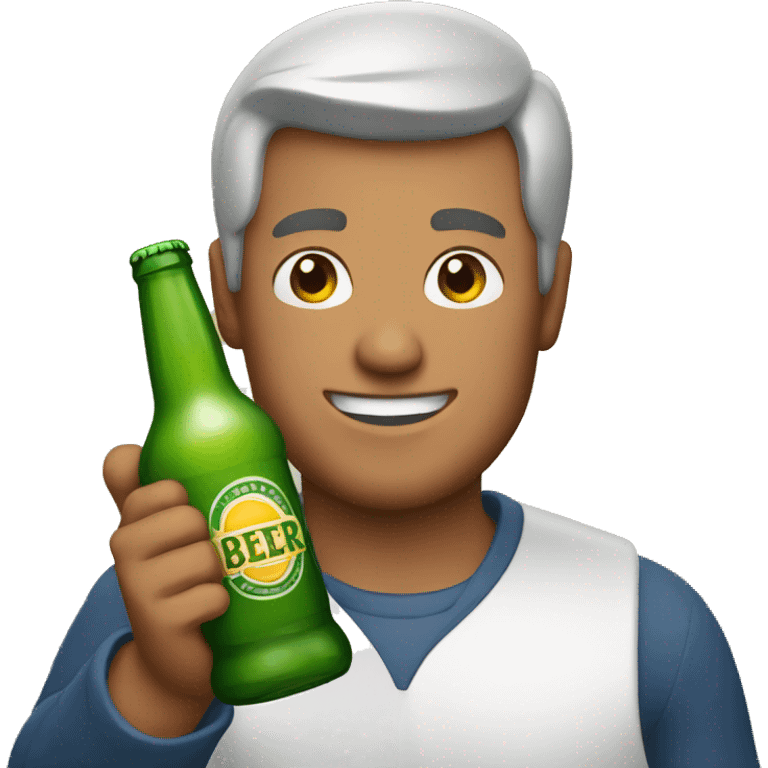 a man holding a bottle of beer emoji