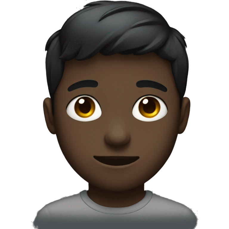 Boy with lifted eyes wearing black emoji