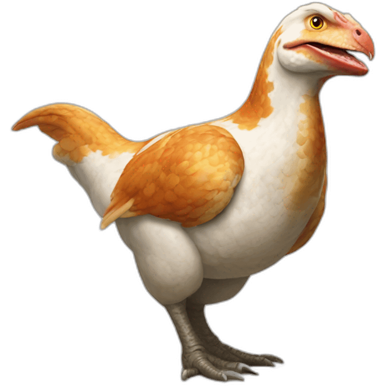 Poulet a côté du t-rex emoji