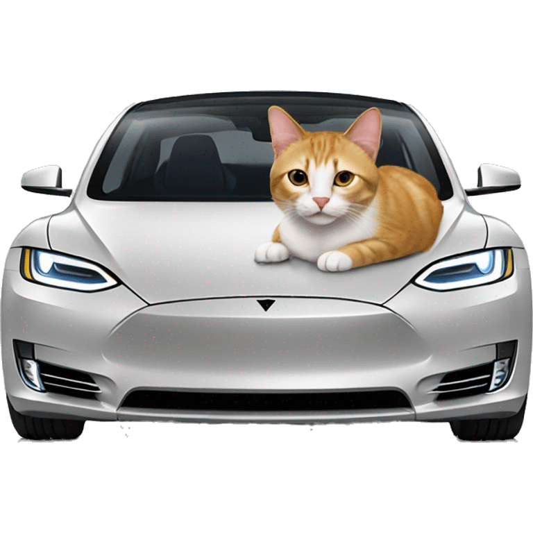 Cat on a tesla emoji