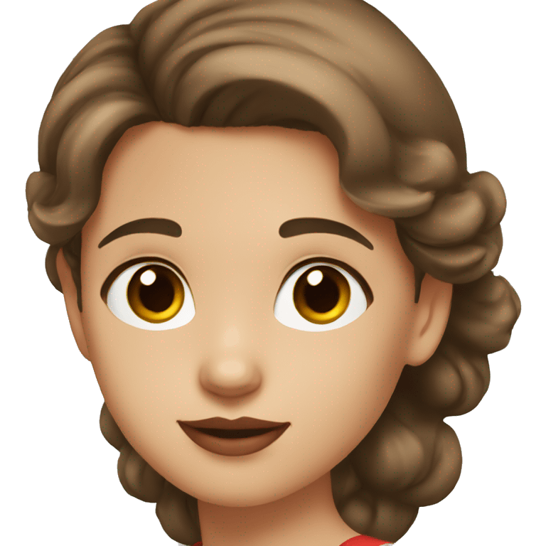 Young girl with brown hair, brown eyes and red lips emoji