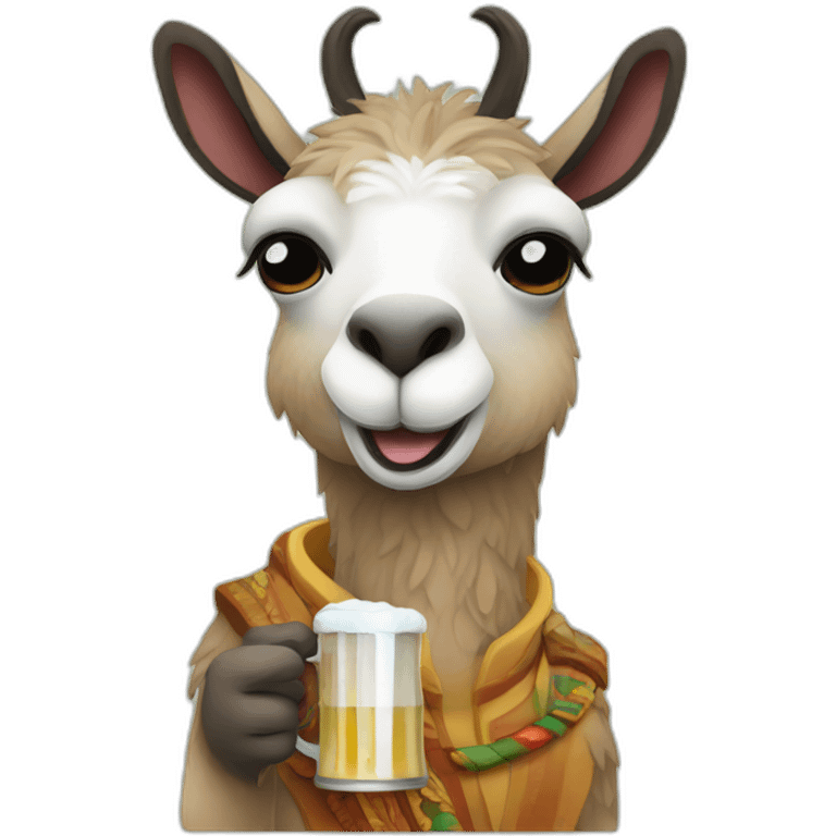 lama drinking beer emoji